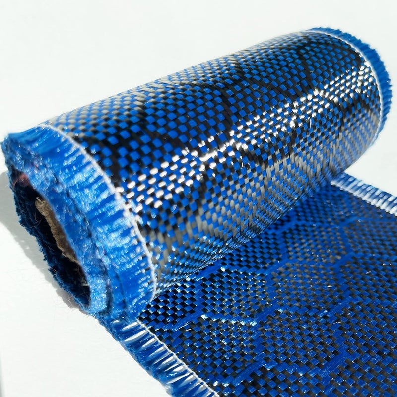 KARBXON - 4 in x 10 ft – Beehive Weave - Carbon Fiber Aramid Fabric - Blue - 3K - 240g/meter - Beehive Weave - 4” Wide Hemmed Fabric for Repair, DIY Projects (10, Ft) - Image 1
